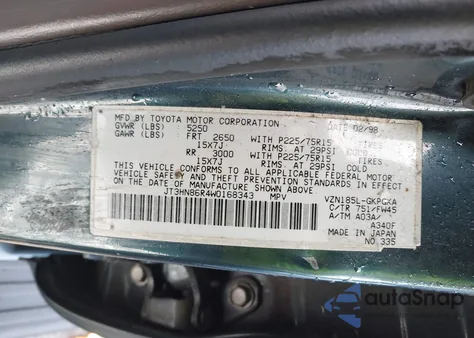 1998 Toyota 4Runner Sr5 V6 z USA, uszkodzony, nr VIN JT3HN86R4W0168343